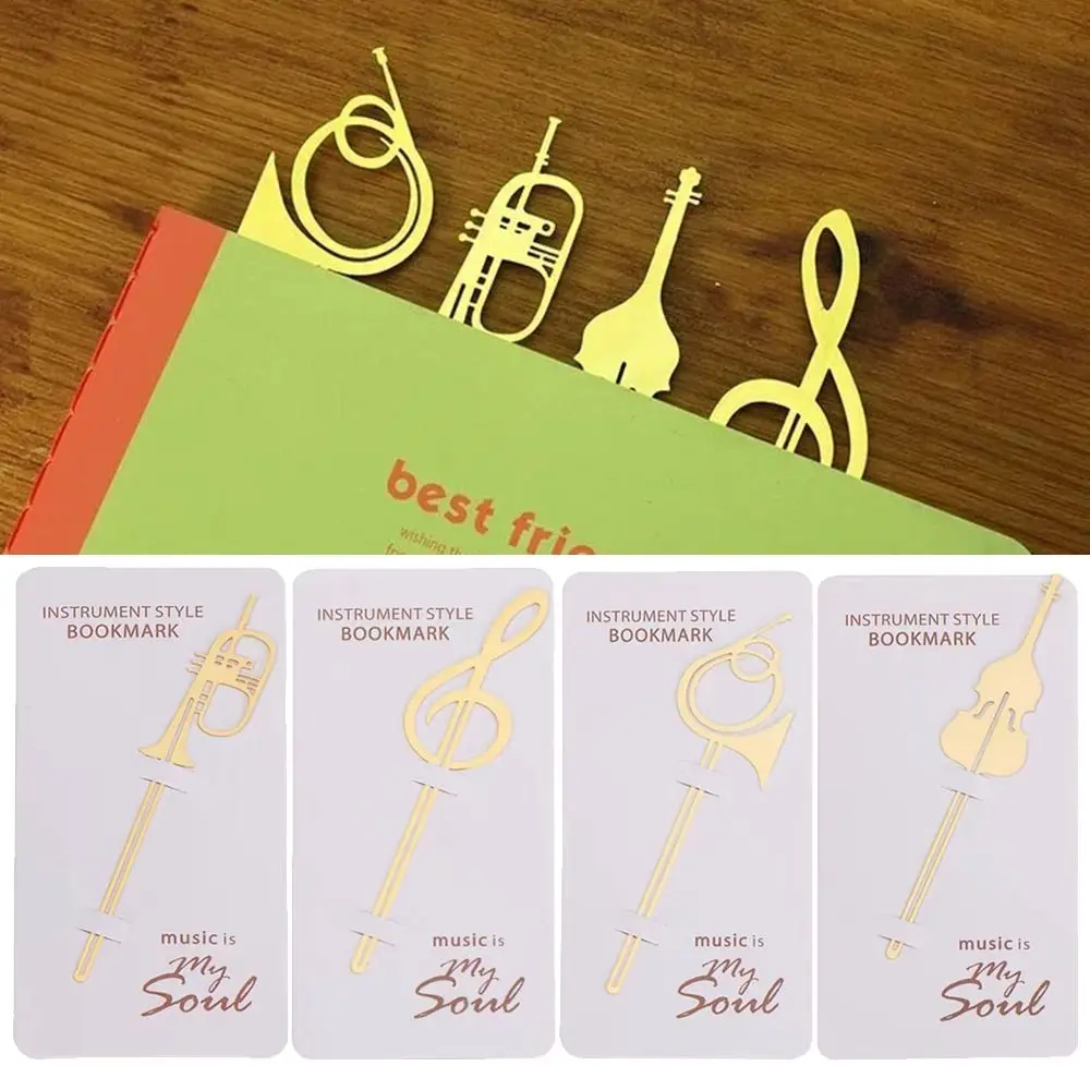 New Musical Instruments Bookmark Gold Musical Note Meta Book Maker Bookmark Paper Clips Office School Supplies Gifts