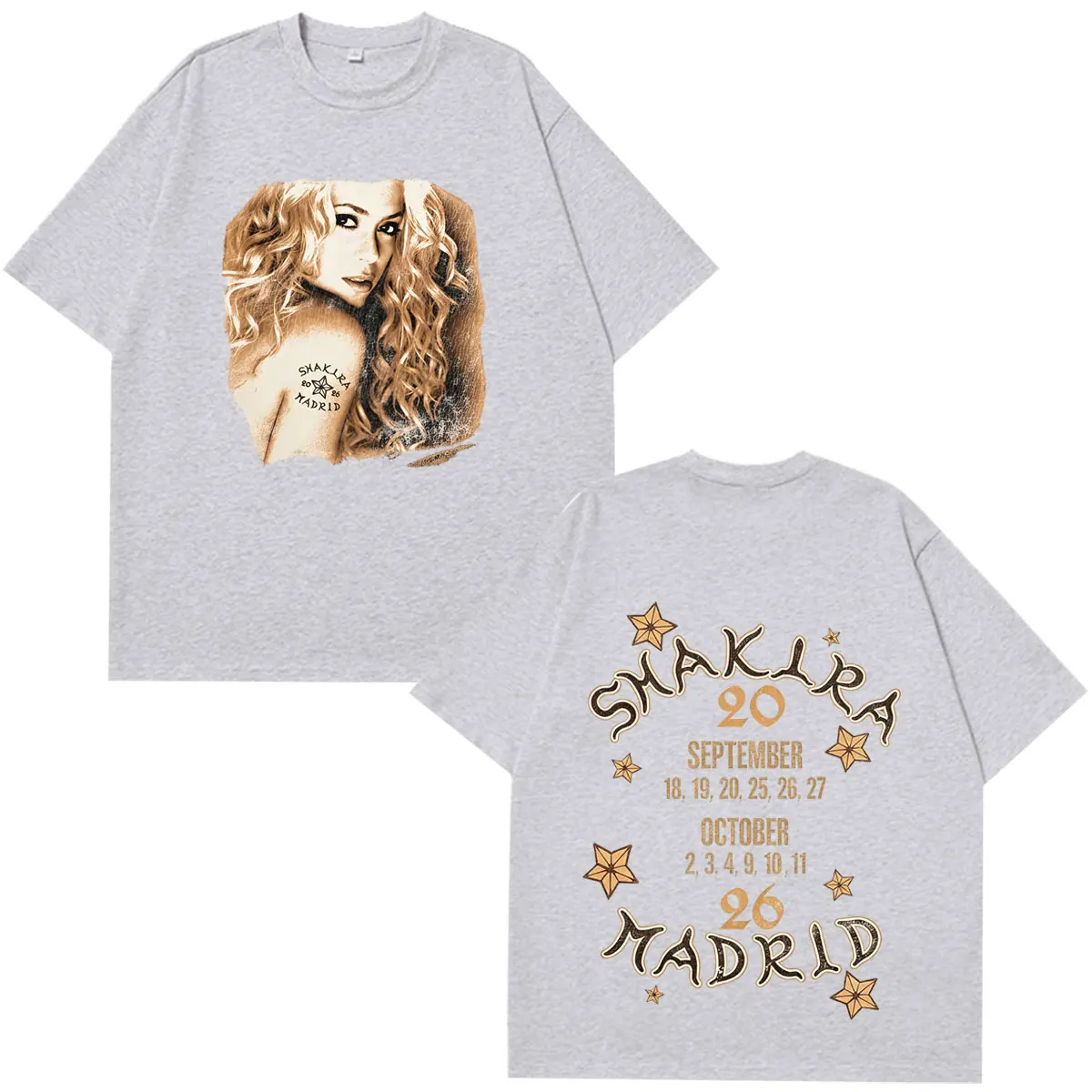 Shakira Las Mujeres Ya No Lloran 2026 Tour Print T-Shirts Herren Damen Mode T-Shirts Lässige Baumwoll-Oversize-Vintage-T-Shirts – Detail 4