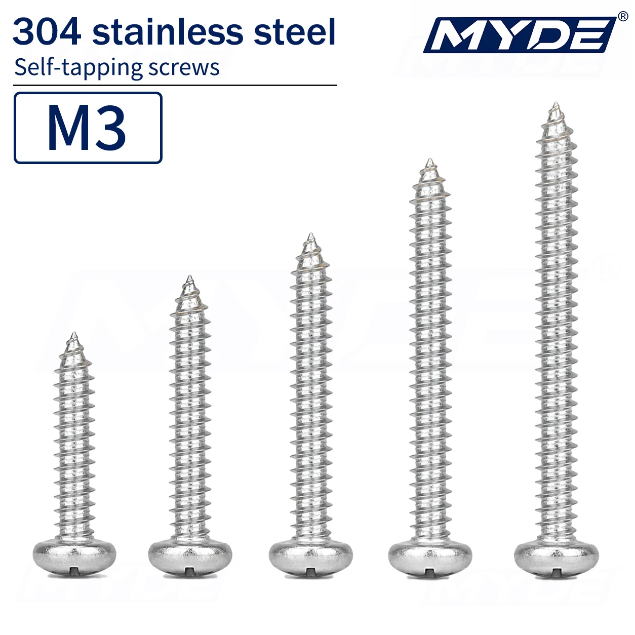Tornillos Autorroscantes Phillips de Cabeza Plana YB845 M3, Acero Inoxidable 304 INOX A2-70, Tornillos de Cabeza Redonda con Ranura Cruzada para Metal y Madera