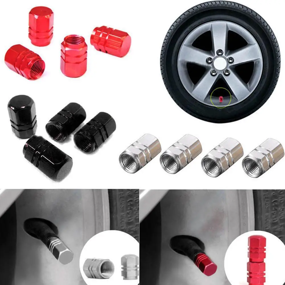 4Pcs Car Tire Valve Stems Cap Knurling Style Tire Valve Cap Aluminum Tire Wheel Stem Air Valve Cap Car Universal Accessories