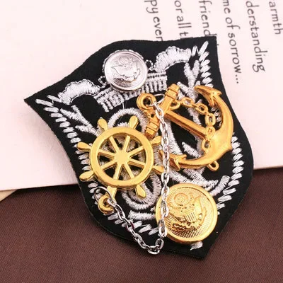 خمر الذهب اللون التعادل دبابيس التطريز كريستال شارة بروش مع سلسلة - الرجال التلبيب دبوس لبدلة قميص التعادل الملحقات #6