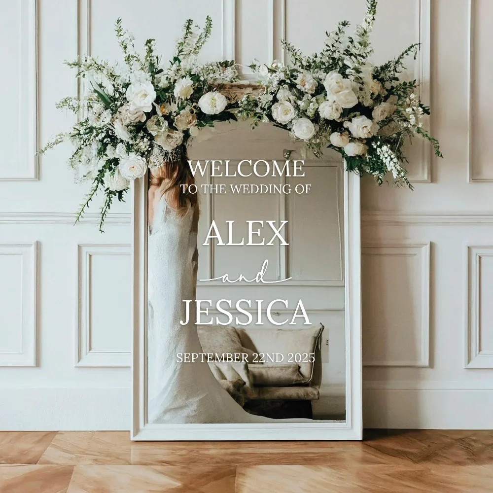 Custom Wedding Sign Sticker Welcome To Our Decal For Mirror Elegant Vinyl Decor For Reception Or Ceremony Gold Foil Text