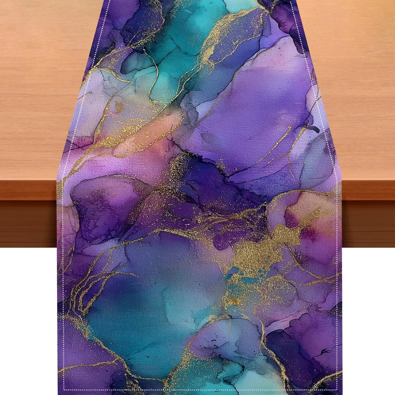 

Сине-фиолетовая льняная дорожка на стол с текстурой мрамора, декор для праздничных вечеринок, моющаяся, в стиле модерн, для кухни и столовой, домашний декор