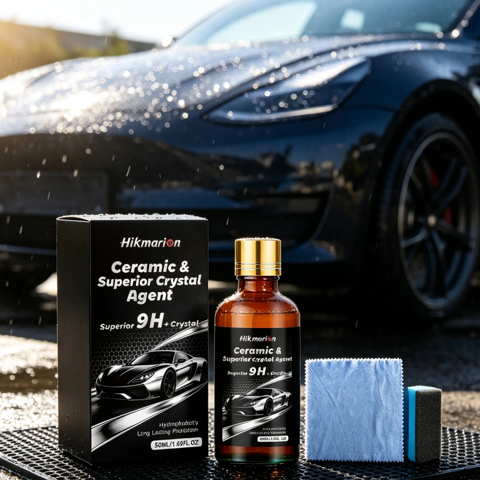 Hikmarion Car Ceramic Coating Agent Hydrophobic Scratch Resistance Gloss Enhance Water Repellent Car Paint Protect Polishing Kit