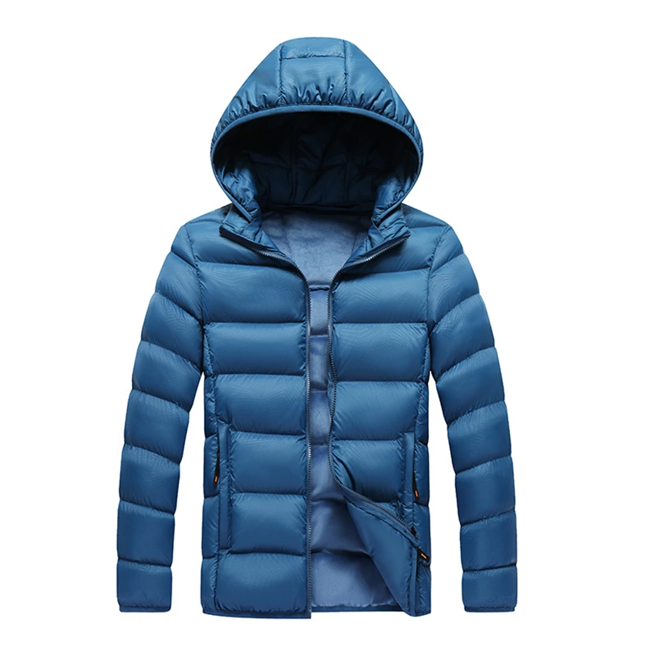 Padded Jacket Men Winter Light Parkas Fashion Casual Solid Color Parkas Warm Thick Jacket Male Waterproof Caot Black