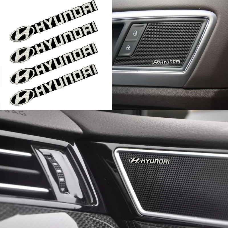 سيارة مكبر صوت ستيريو شعار ثلاثية الأبعاد ملصق معدني لشركة هيونداي سانتا في سوناتا سولاريس أزيرا كريتا I30 Ix25 توكسون IX35 اكسسوارات #5