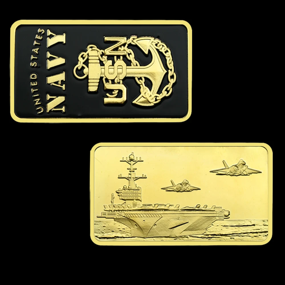 

United States Nugget Navy Gold Plated Square Commemorative Coin Fans Collection Gift - Rare