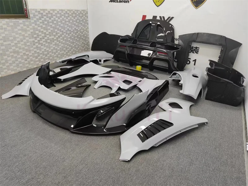 ل ماكلارين Mp4 12C 650S ترقية 675LT نمط ألياف الكربون طقم الجسم المصد الأمامي المصد الخلفي الجانب تنورة التدفق الخلفي حولها