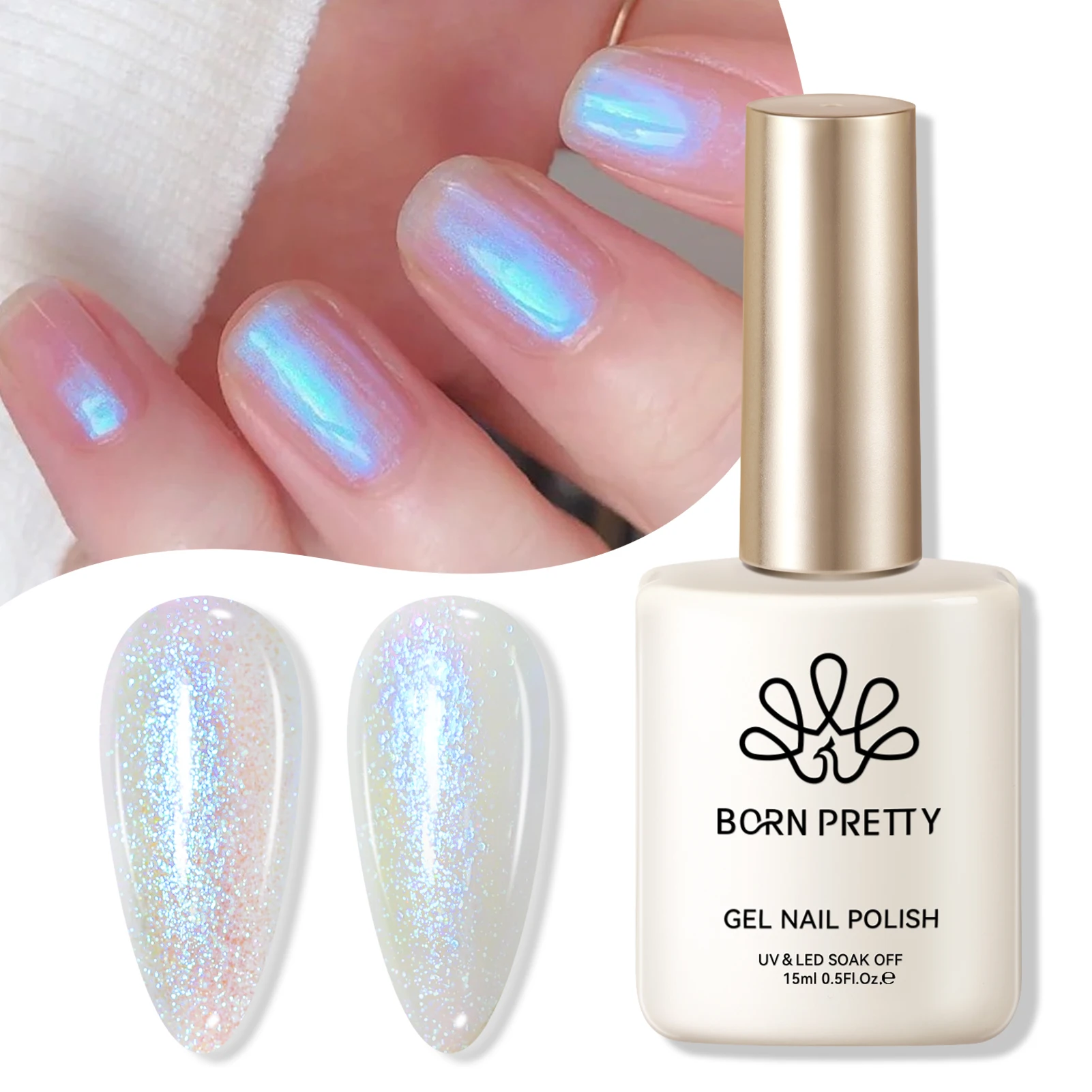 BORN PRETTY 15ml Aurora Glitter Gel Nail Polish Iridescent Pearl Shimmer Effect Soak Off UV LED Manicure Varnishes