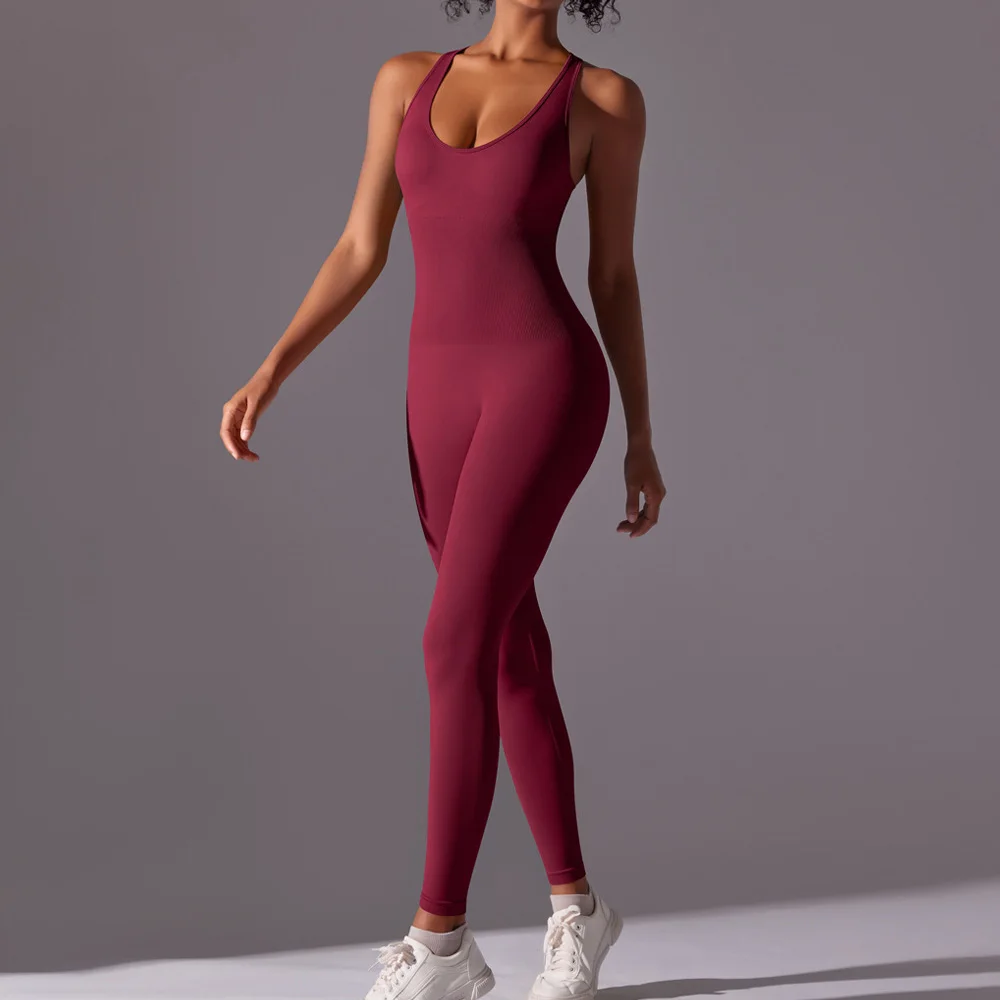 Seamless One-Piece Yoga Jumpsuit Women Fitness Sports Overalls Dance Workout Set Stretch Bodysuit Gym Clothes Push Up Sportswear