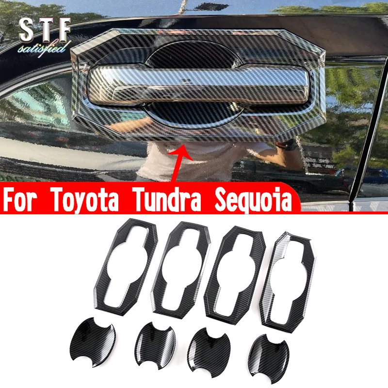 

ABS Door Handle Bowl Cover Cup Trim Molding Garnish Accessories Stickers For Toyota Tundra Sequoia 2022 2023