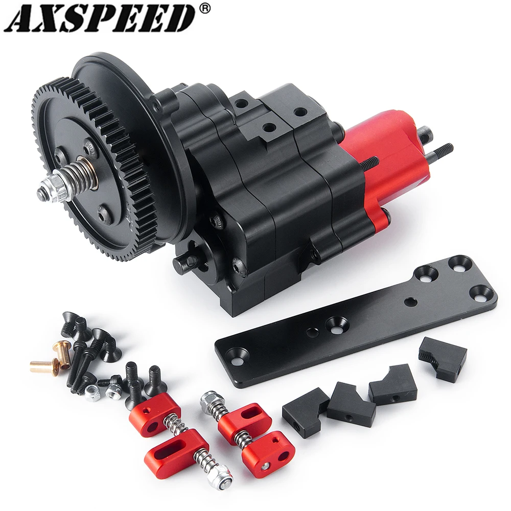 AXSPEED Metal Gearbox Complete Transmission Box with Dig Gear 2 Speeds for 1/10 RC Crawler Car Axial SCX10 Upgrade Parts