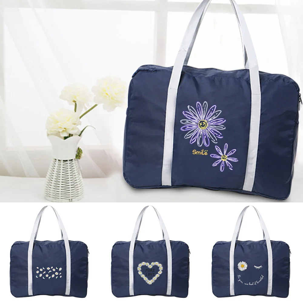 Fashion Daisy Pattern Unisex Folding Bag Portable Waterproof Bag New Large Storage Bag