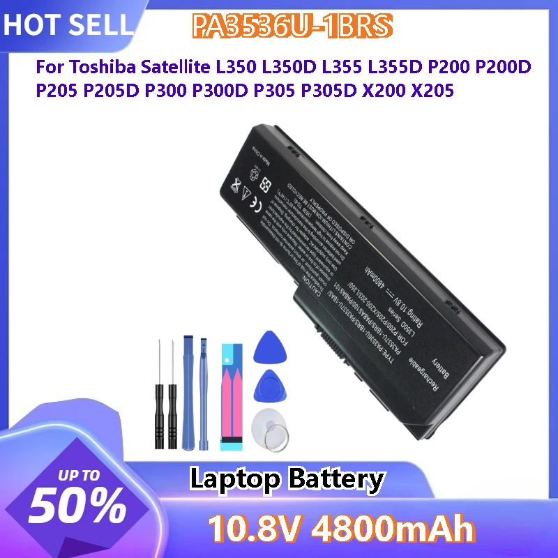 

Для Toshiba Satellite L350 P200D L350D L355 P200 X200 X205 P205 P300D P305 P305D Новый аккумулятор для ноутбука PA3536U-1BRS 4800 мАч + инструменты