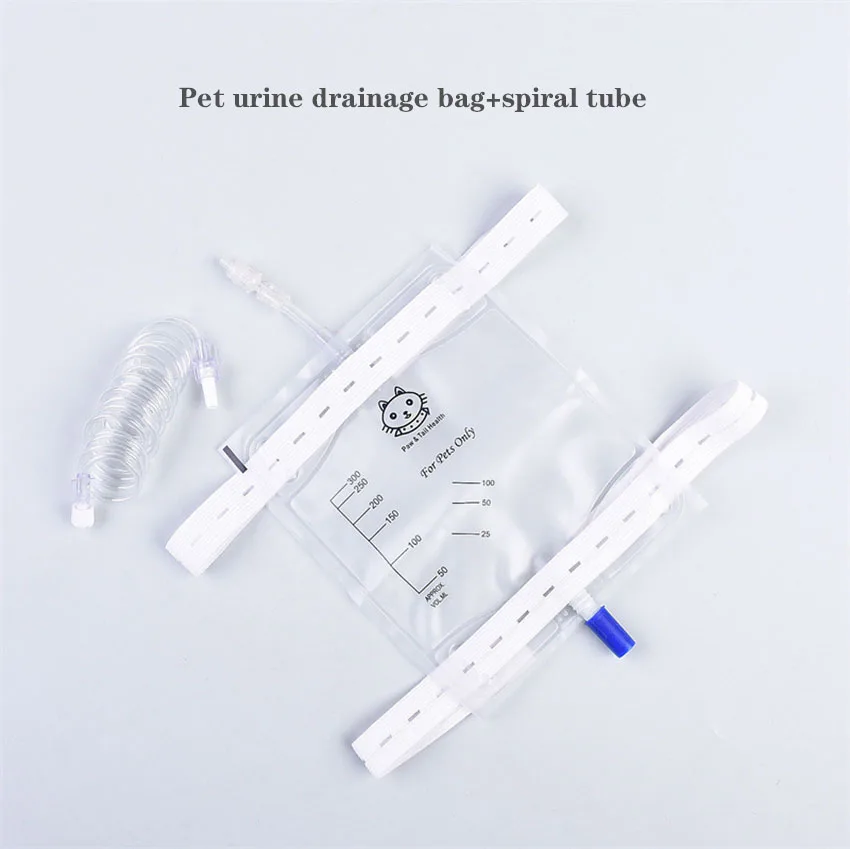 

Cat and Dog Pet Disposable Drainage Bag Urine Bag Catheter Bag with Spiral Tube