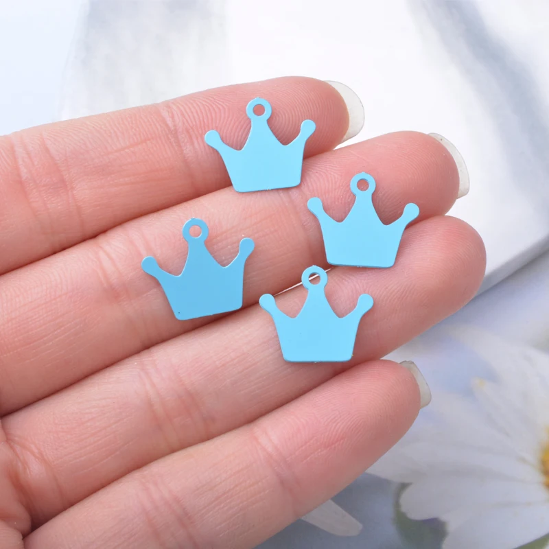 30 Stück AC15259 Messing-Schmuck-Kronen-Anhänger Bunte Blumen-Anhänger DIY Damen Ohrring Halskette Zubehör – Detail 13