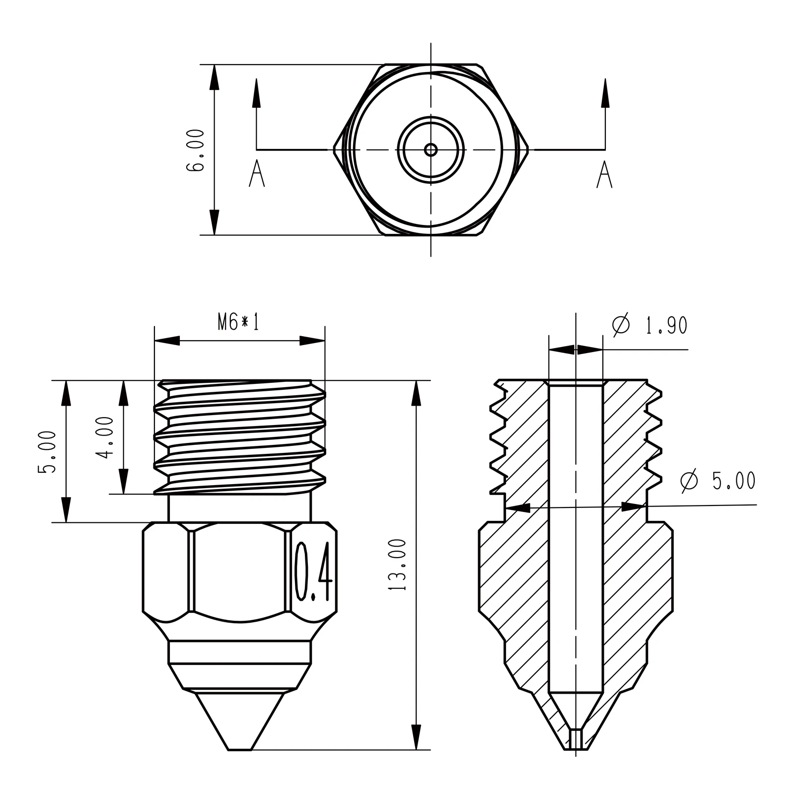 Sprite Ender 3 l's-Buse en cuivre plaqué, 0.4mm, durable, haute performance, pour extrudeuse d'imprimante 3D, 1 pièce