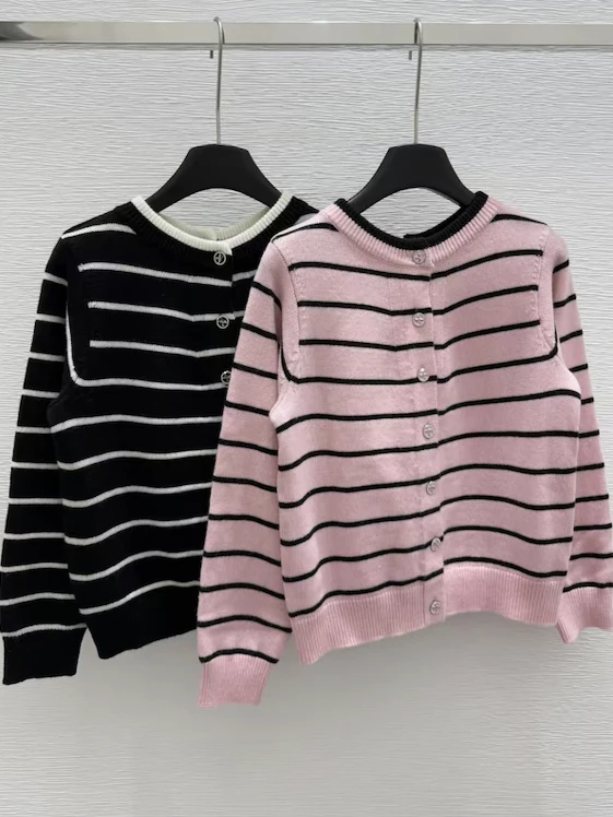 

Длинный свек в полоску в стиле ретро, круглый вязаный шерстяной открытый кардиган, свитер весна-лето, новый корейский прямой крой для поездок на работу