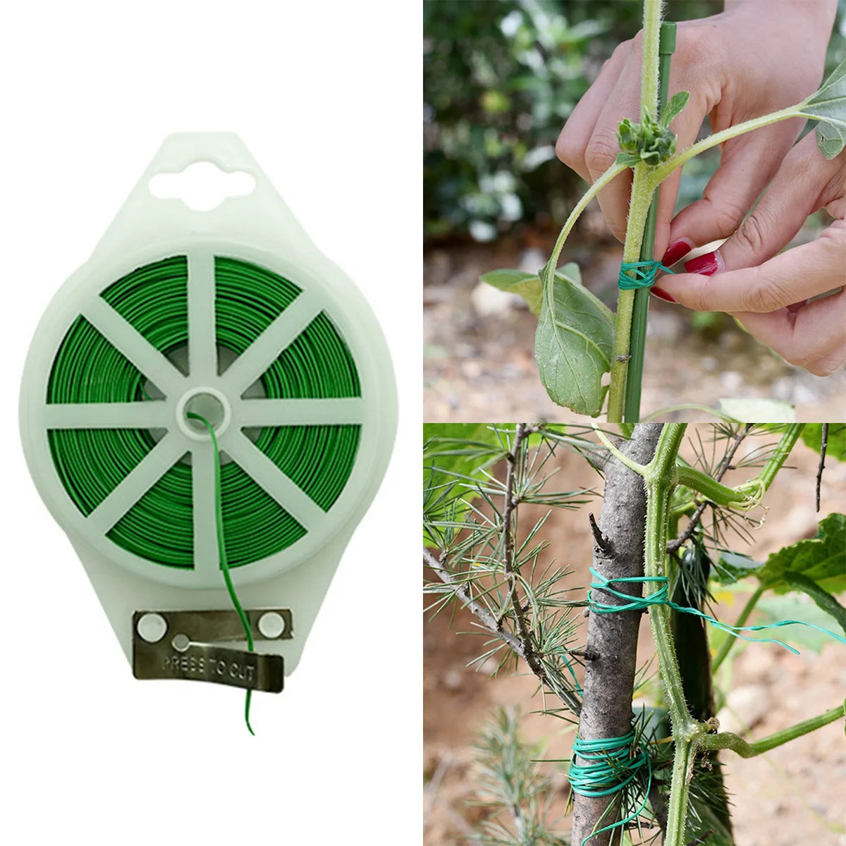 Garden Twist Ties Wire with Shear, 50/100/200m Reusable Plant Support Ties Soft Ties Wire Cutters for Artificial Flowers