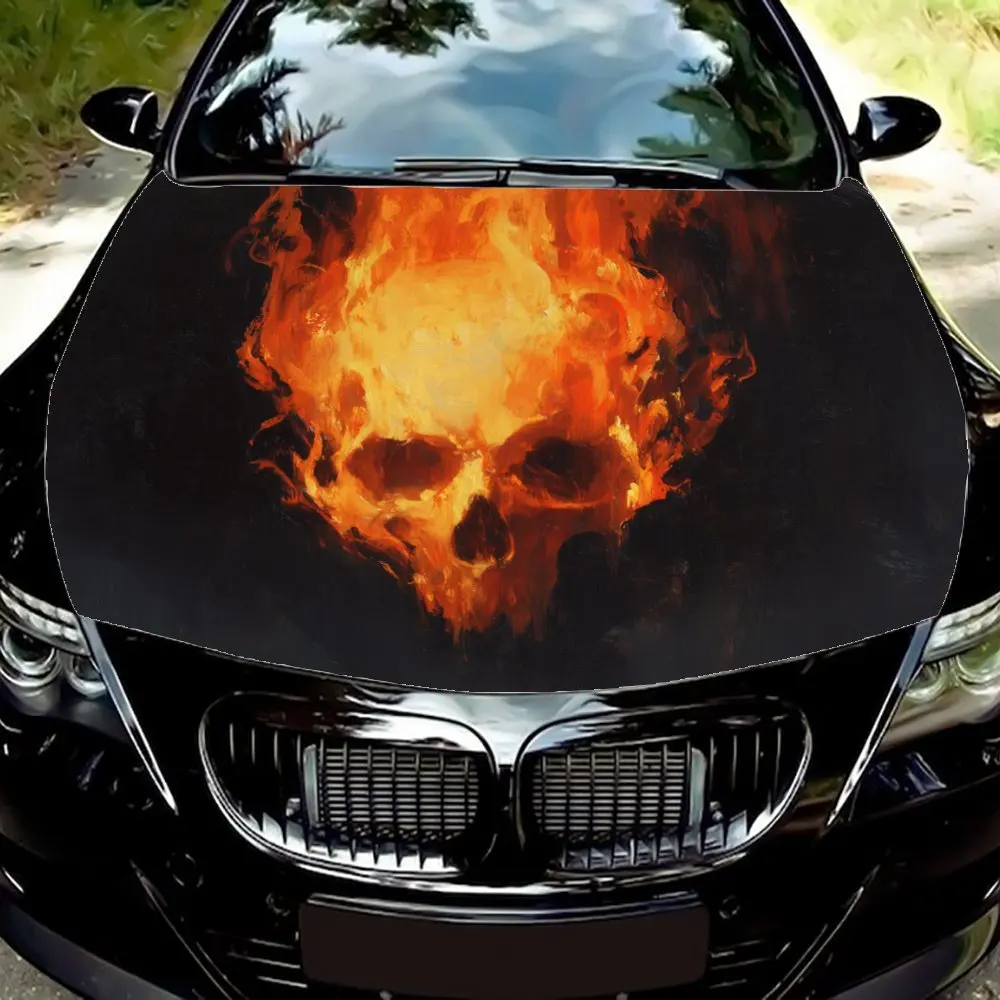 

Flaming Skull Car Hood Decal Sticker - Durable Vinyl Wrap, Splash-Resistant & Easy Removal, Fit For All Cars - Automotive Access