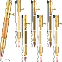 Set of 6 Slim Pens, Multi-Color Wooden Swivel Pen Set with Refill Shaft Bolt-On Ballpoint Pen for DIY Wooden Swivel