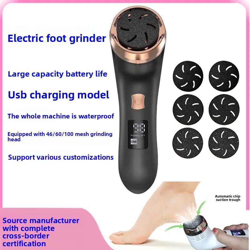 Electric Foot File with Battery Display Rechargeable Type-C Waterproof Anti Splinter Dead Skin Remover Pedicure Tool for Women