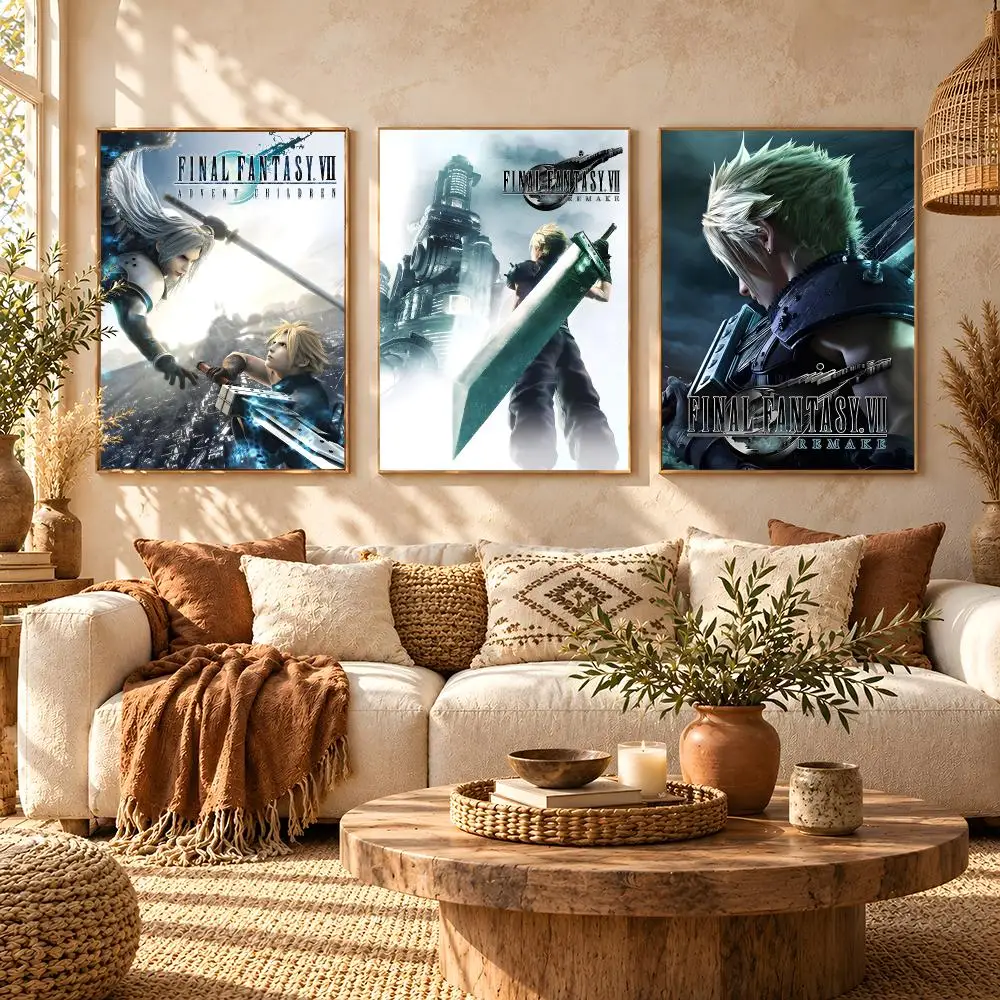 Game F-Final Fantasy VII Poster HD Home Wall Stickers House hallway Living Room Bedroom Bar Office Decor Art Prints