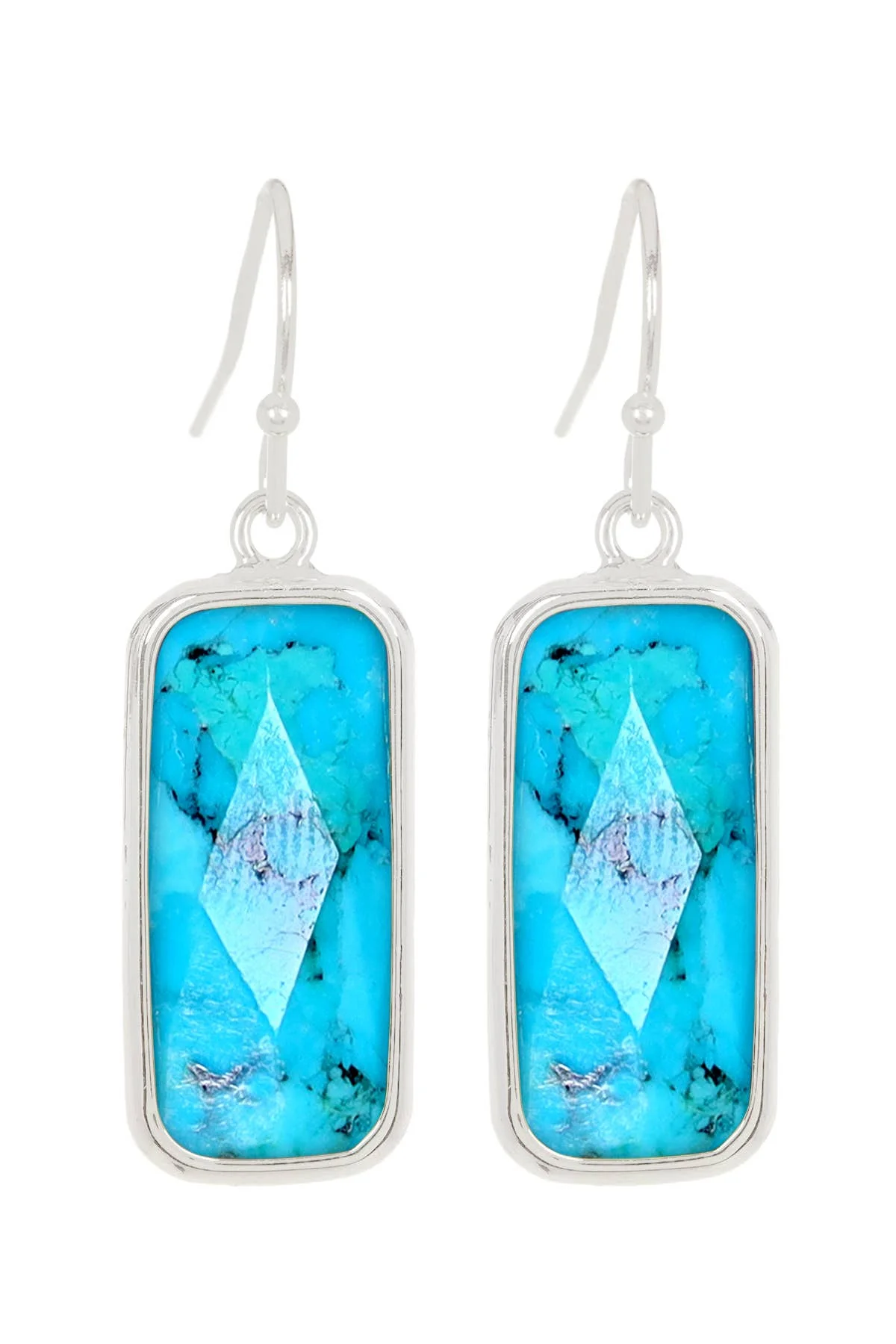 

Handcrafted Turquoise Rectangle Drop Earrings Jewelry for Women