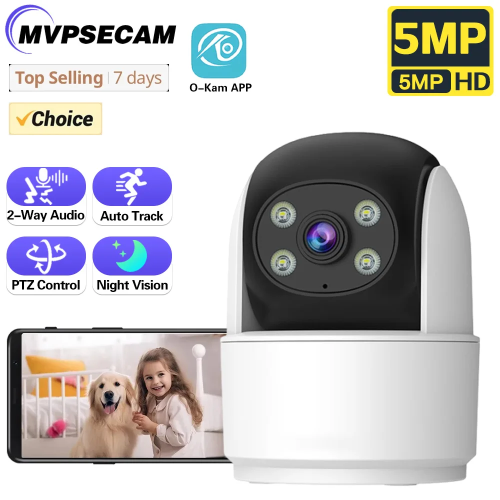 

5MP WiFi Camera O-Kam App Smart Home Indoor Wireless IP Surveillance Camera AI Detect Automatic Tracking Security Baby Monitor