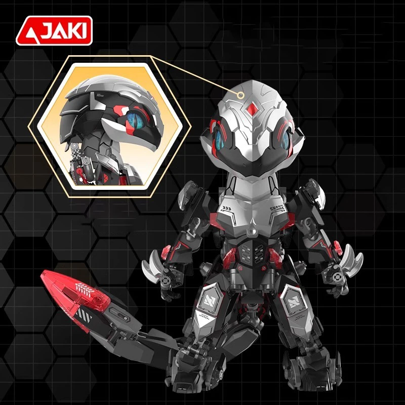 JAKI building block toy BK001 Zodiac silver scale Mech Snake puzzle assembly children's New Year model national fashion toy gift