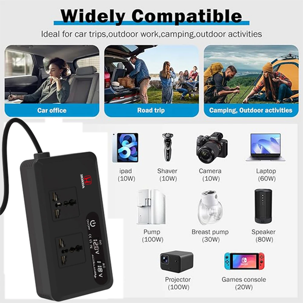 سيارة العاكس محول الطاقة نوع C USB محول تحويل المقبس لهوندا سيفيك صالح جاز أكورد الطيار CRV أوديسي جواز السفر مدينة