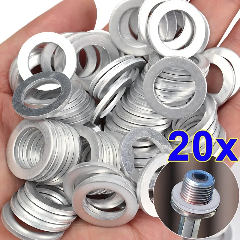 10/20pcs Car Engine Sump Oil Drain Seal Gasket 14mm Hole Nut Washer for Honda Engine Oil Sump Aluminium Seal Gasket Auto Parts