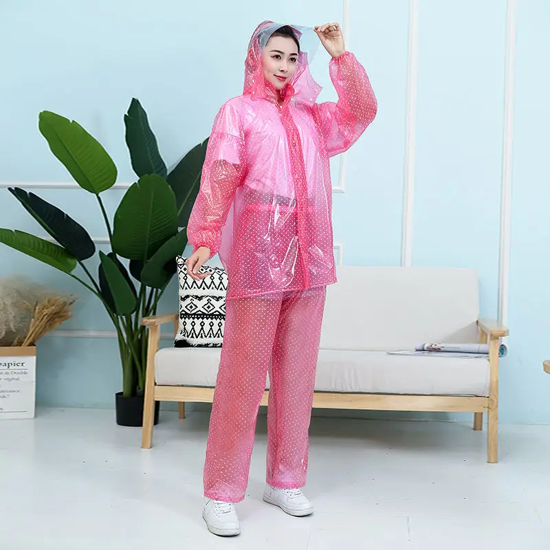 Comfortable outdoor raincoat sea glue color split raincoat rain pants suit women\'s body waterproof adult outdoor sports fishing