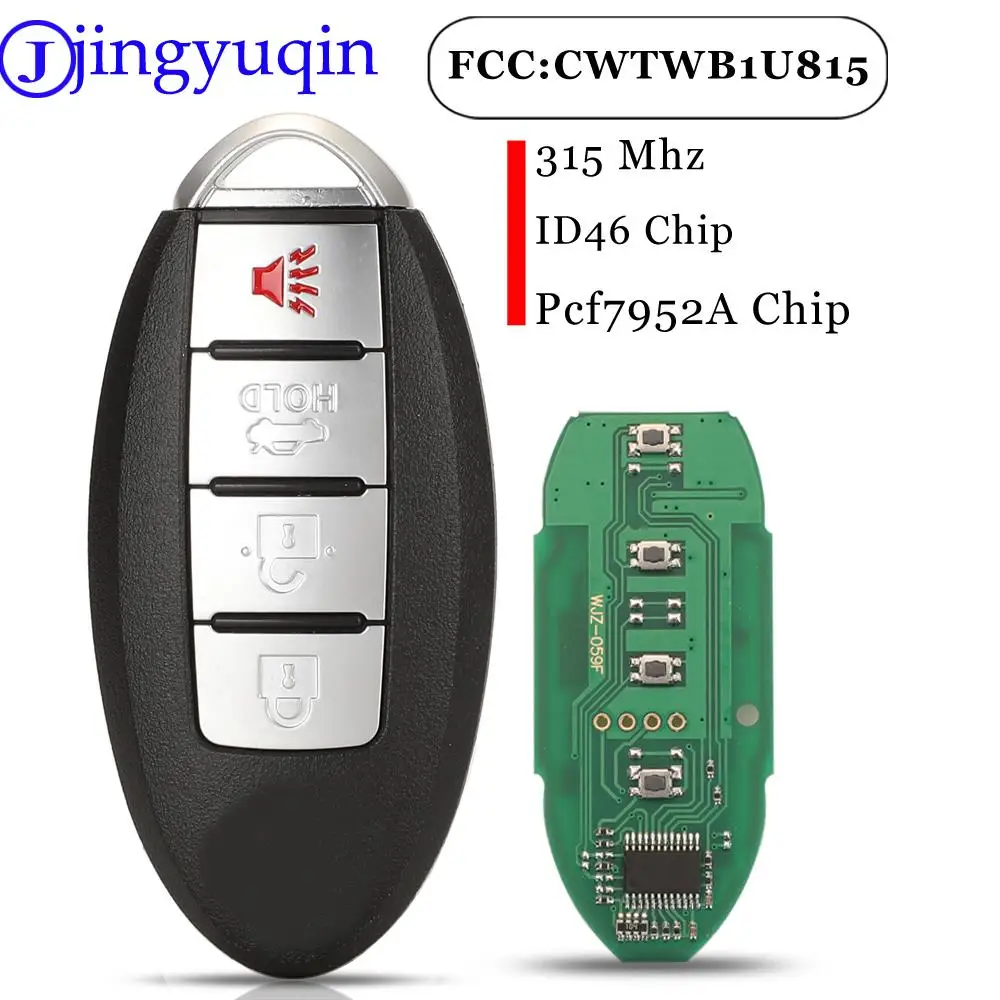 Jingyuqin CWTWB1U815 4 Buttons Remote Car Key Fob 315Mhz ID46-PCF7952A Chip For Nissan Sunny Versa Sentra Juke Cube