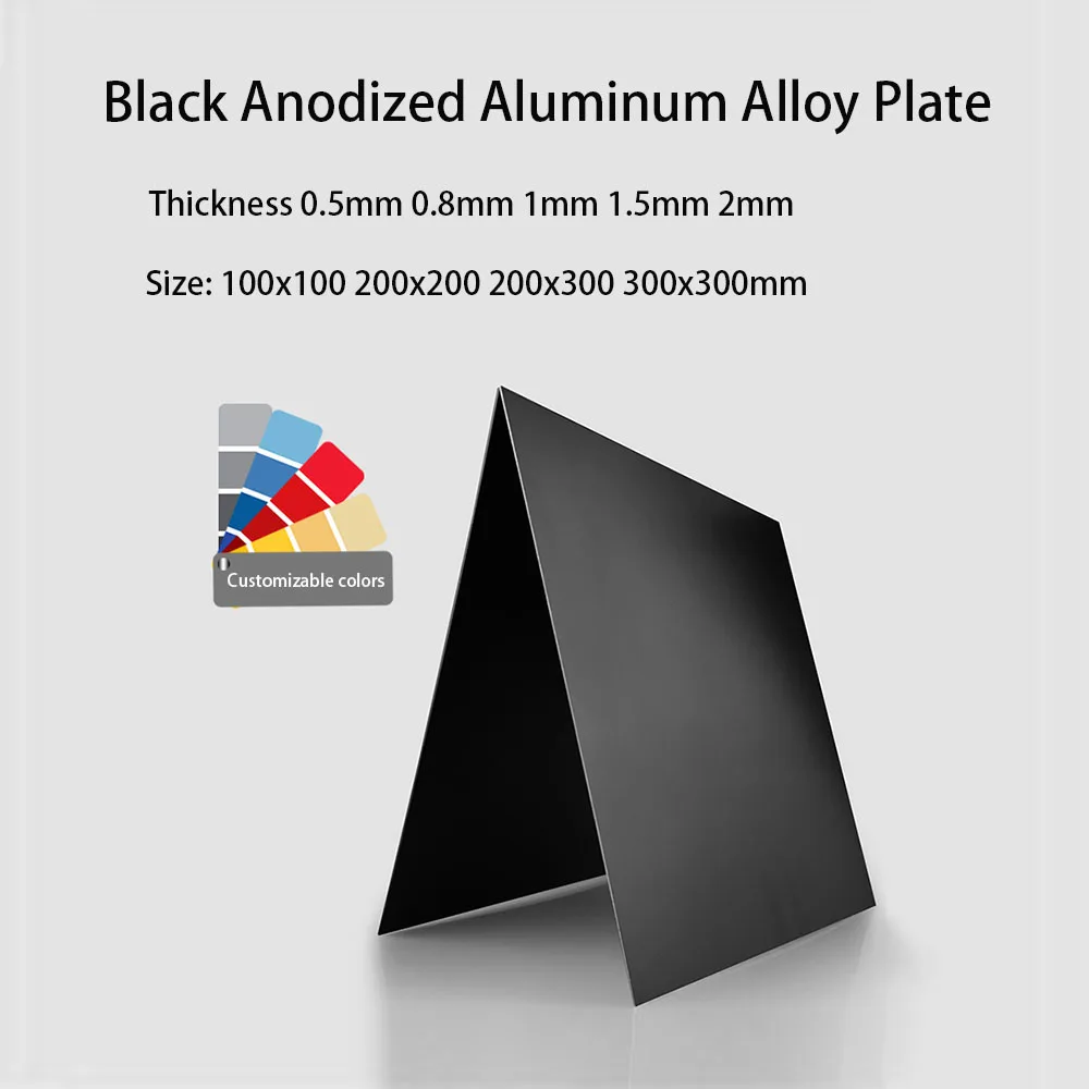Black Anodized Aluminum Alloy Plate 5052 Aluminum Flat Plate Thickness 0.5/0.8/1/1.5/2mm 100x100mm 200x200mm 200x300mm 300x300mm