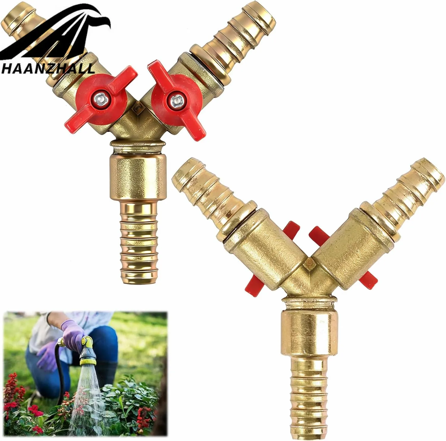 6 8 10 12Mm Hose Barb Y-type All-copper Pagoda 3-way Brass Cutoff Ball Valve Fittings Fittings Adapter for Fuel, Water, Oil, Air