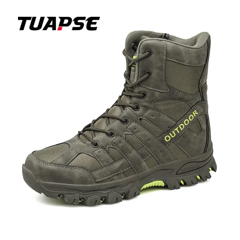 TUAPSE Desert Outdoor High Quality Tactical Boots Men Boots High Top Non Slip Men Hiking Shoes Botas Hombre