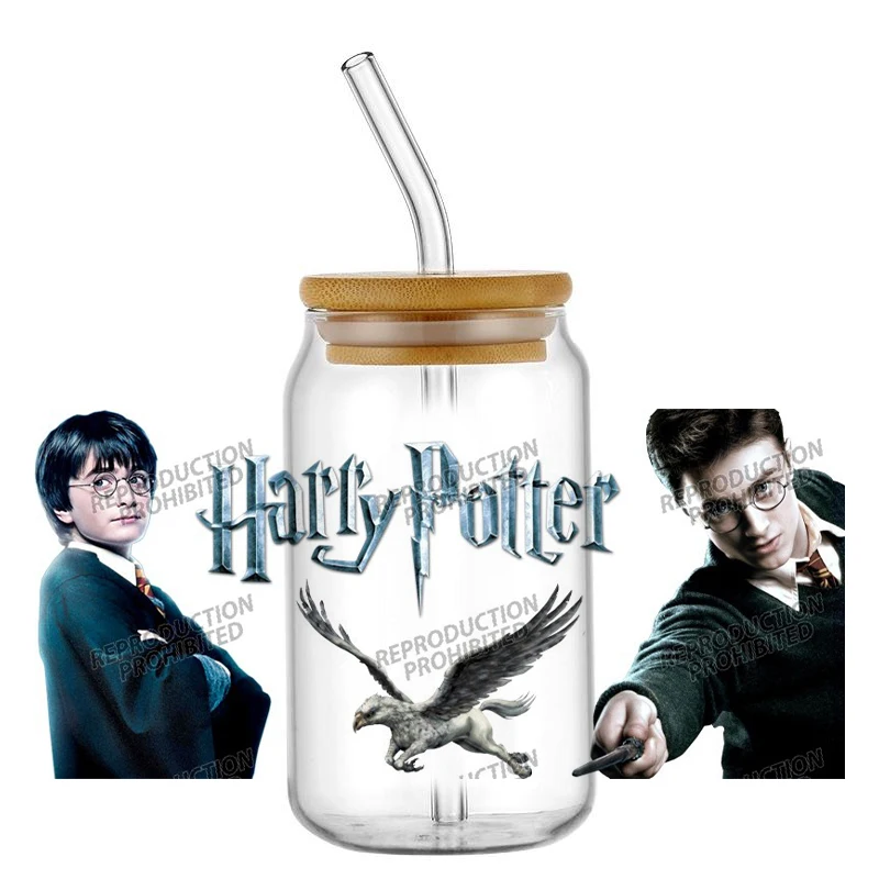 الساحر وأصدقائه UV DTF كأس التفاف نقل ملصق ل 16 أوقية الزجاج يمكن ذاتية اللصق مقاوم للماء الشارات المخصصة