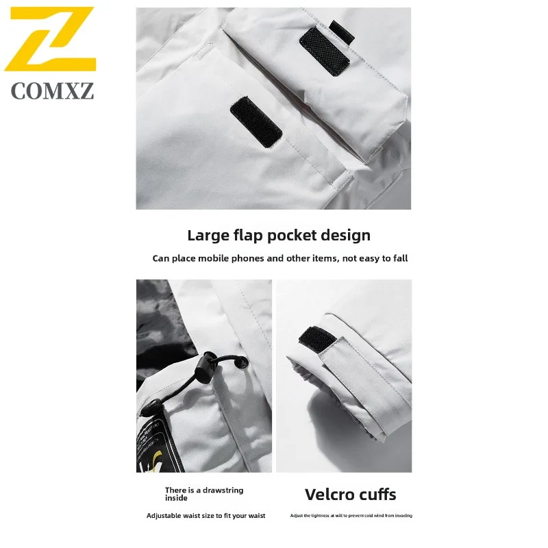 COMXZ Outdoor Skiing Mens Down Jacket Brand Luxury Hooded Thickened Warm Parka Casual Street Style Lightweight Winter Clothing