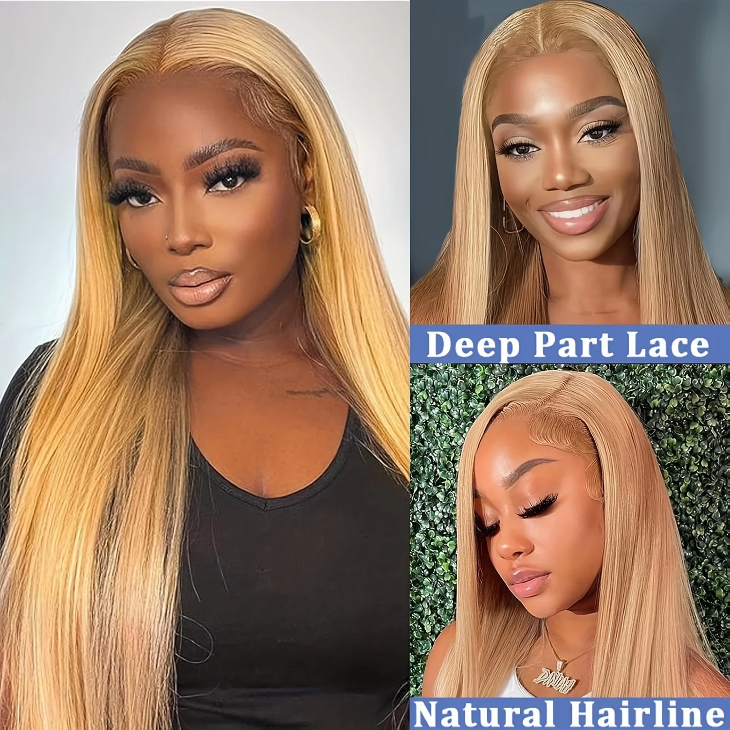 27# Colored Wigs Human Hair 28 Inch 13x4 13x6 Lace Front Wigs Human Hair 180% Density Straight HD Honey Blonde Wigs For Women