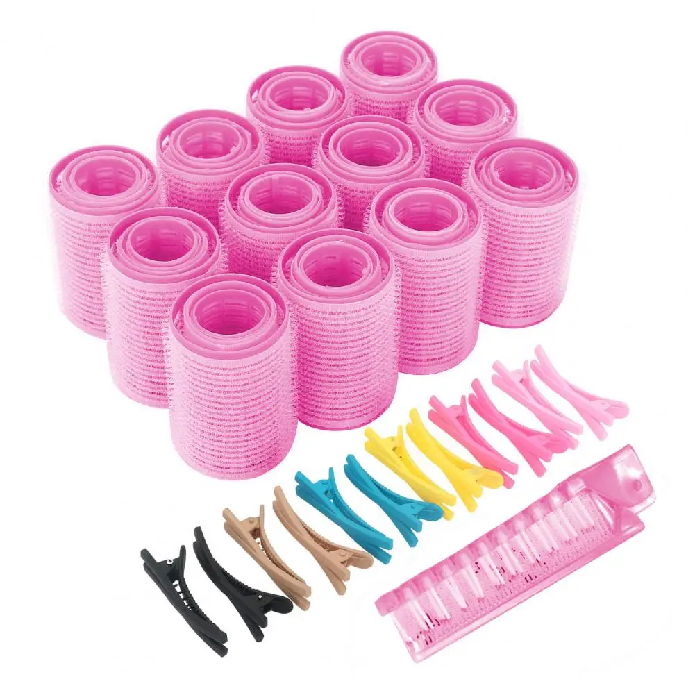 

36Pcs/Set Self Grip Hair Roller with Duckbilled Clip Folding Brush 3 Sizes No Heat Short Medium Long Hair Curler Hair Styling 90