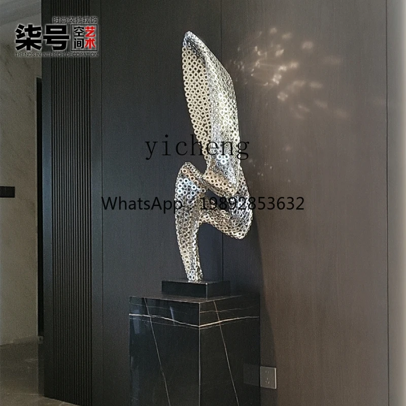 1ZC stainless steel ornament hotel lobby living room abstract metal decoration large floor art sculpture