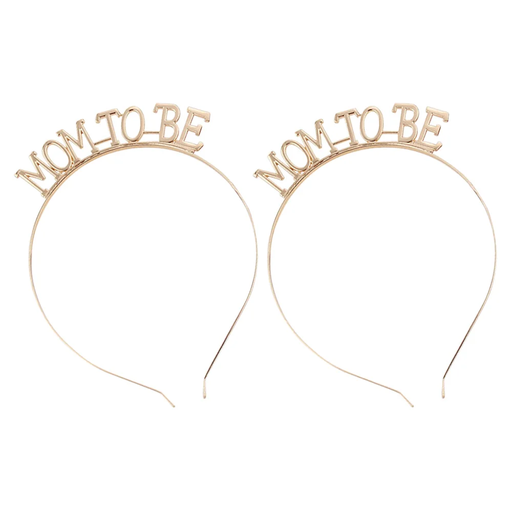 

2pcs Mom To Be Headband Alloy Wedding Hair Hoop Party Costume Supplies Golden Lightweight Comfortable Adult Size Creative Gift
