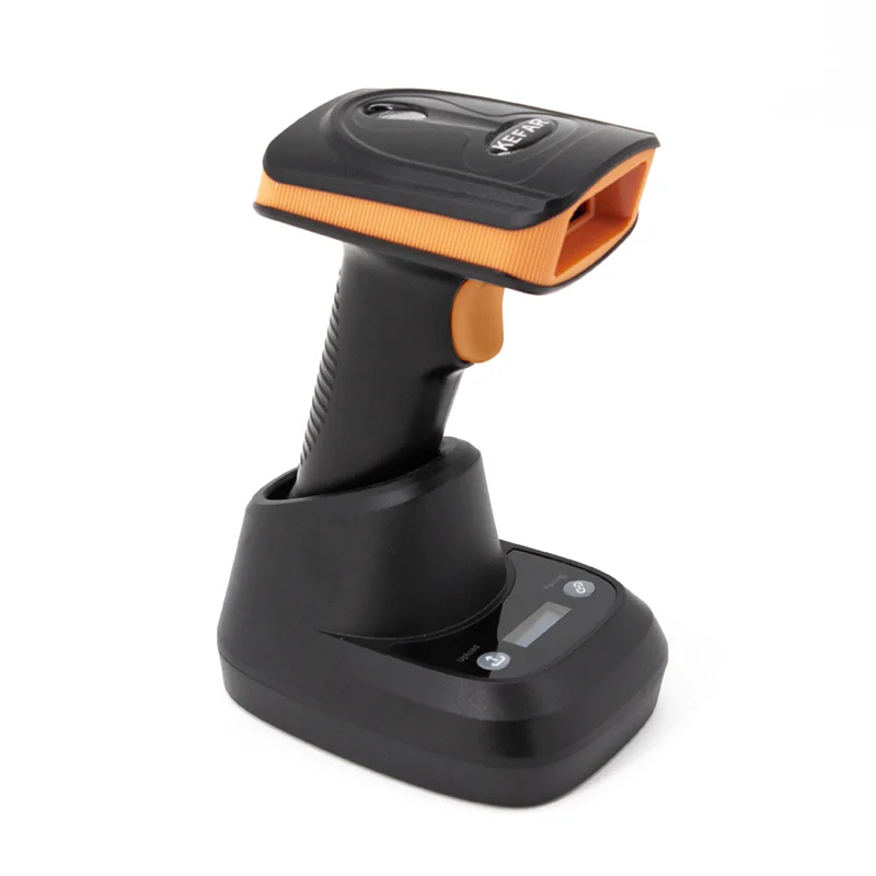 Handheld Auto-sensing Screen Scanning 2D 1D Bluetooth Barcode Scanner With Power Charge Base 32bit Wireless 2D QR Code Reader