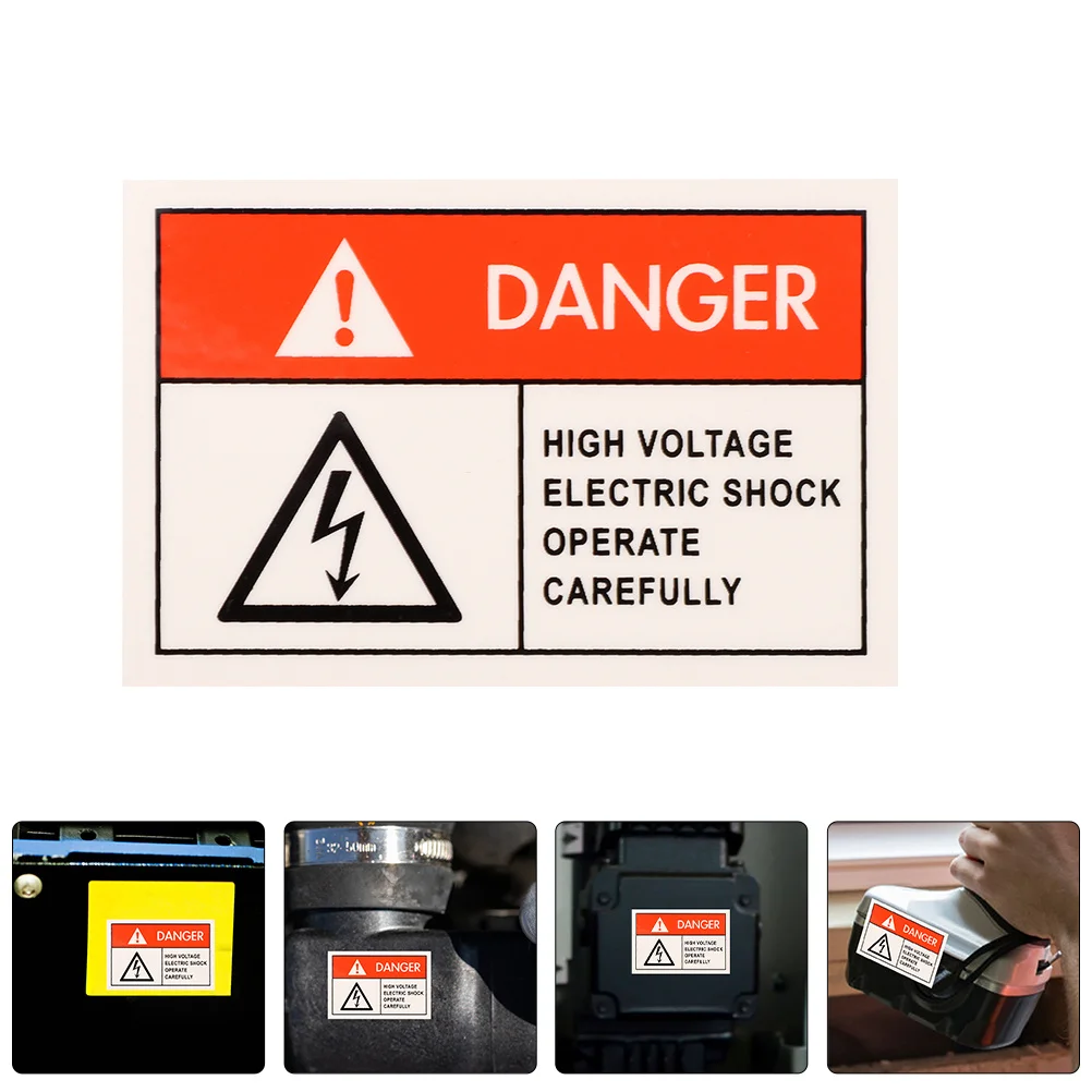 8Pcs Warning Electric Shocks Sign Durable Adhesive High Voltage Danger Labels Electrical Panel Caution Stickers