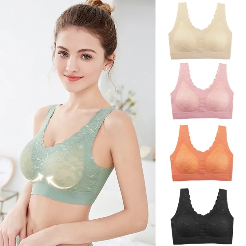 

Women Yoga Bra Seamless Sexy Lace Wireless Beauty Back Push Up Bra Cozy Chest Tube Top Sports Fitness Vest Bralette