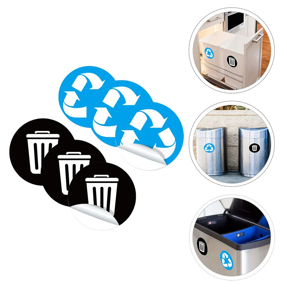 

Набор из 6 листов наклеек для сортировки отходов, ПВХ, с прочным клеевым слоем, этикетки для классификации мусора на дверцах шкафов и контейнеров, для формирования привычки к переработке