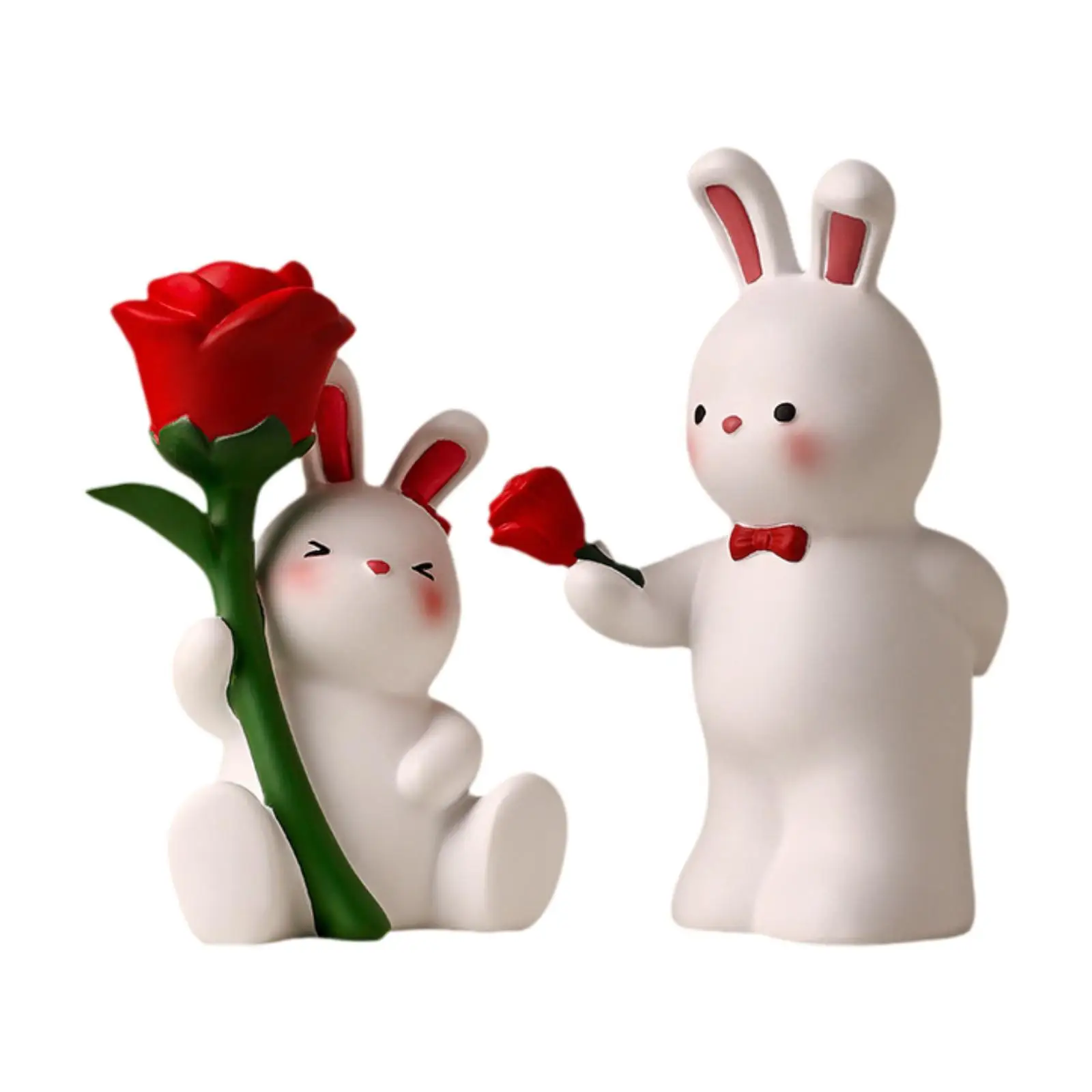 Lover Figurines Home Ornament Resin Animal Sculptures Bunny Couple Statues for Anniversary Party Bookshelf Living Room Bedroom