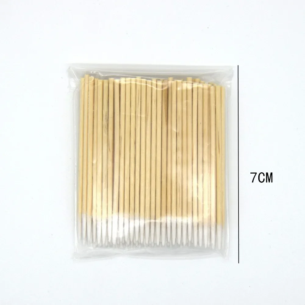 RHJB 100/300Pcs Nails Wood Swab Cleaning Sticks Bud Tip Wooden Cotton Head Manicure Detail Corrector Nail Polish Remover 7cm
