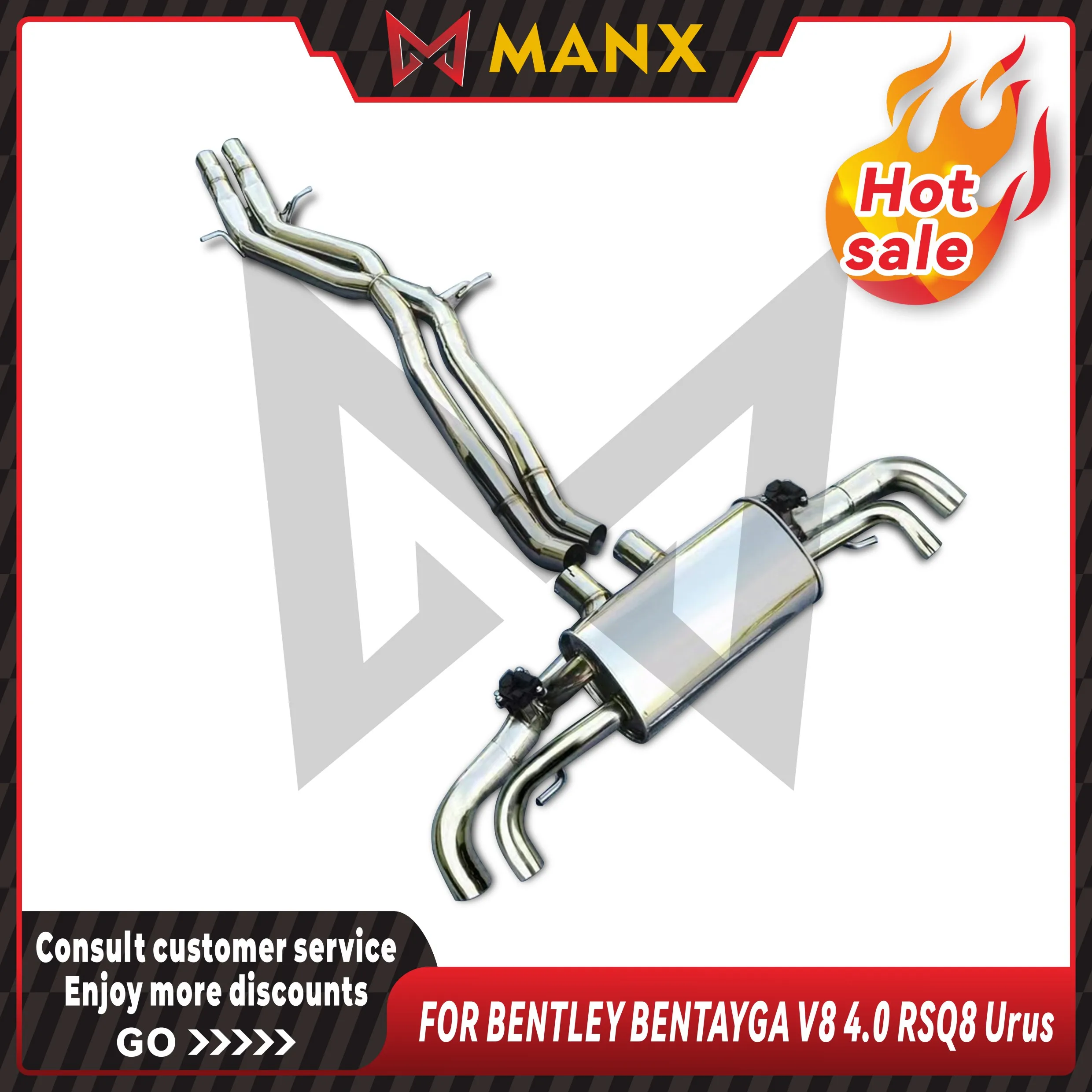 

MANX Car Exhaust system for BENTLEY BENTAYGA V8 4.0 RSQ8 Urus Stainless steels Catback exhaust pipe with remote control valve